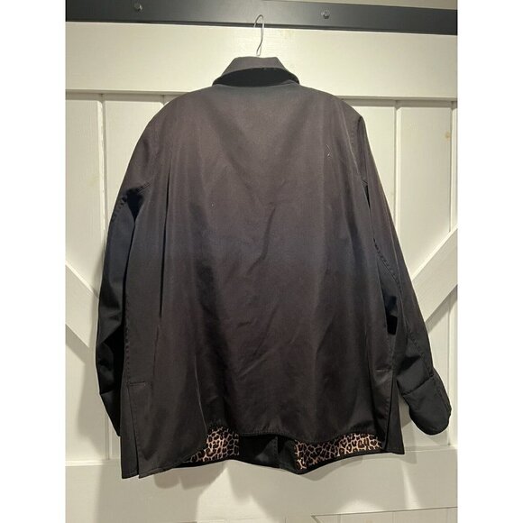 Dennis By Dennis Basso 1X Women's Leopard-Print/Black Reversible Jacket - Picture 2 of 6